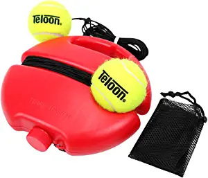 Teloon Solo Tennis Trainer Rebound Ball with String for Self Tennis Practice Training Tool forAdults or KidsBeginnerswith 2 String Balls Elastic and a Portable Mesh Bag