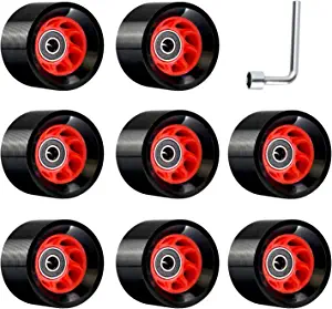 TOBWOLF 8 Pack 58mm x 39mm, 95A, Indoor Quad Roller Skate Wheels for Roller Derby Speed Skating, Artistic, Jam, Rink & Rhythm Skates, PU Wear-Resistant Wheels Double-Row Roller Skates Accessories
