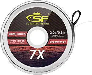 SF Clear Fluorocarbon Tippet Line with Holder Fly Fishing Tippets Leaders Trout 0X 1X 2X 3X 4X 5X 6X 7X