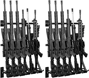 GOHIKING Metal Gun Rack Wall Mount Rifle Shotgun Hooks and Bow Mount Hangers with Soft Padding Heavy Duty Wall Gun Rack Display Stand