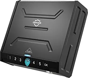 ONNAIS Gun Safe - Biometric Gun Safe for Pistols, Quick-Access Pistol Safe Firearm Safety Device with Fingerprint Lock or Key Pad, Smart Handgun Safe Gun Lock Box for Home Bedside Nightstand Car