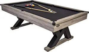 American Legend Kirkwood 90 Billiard Table with Rustic Finish, K-Shaped Legs and Black Cloth, Brown