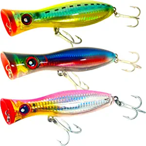 SMASHDIT Saltwater Popper Lure Set of 3 - Topwater Popper Lure Saltwater, Fishing Accessories for Saltwater Surface Casting and Freshwater Surface Fishing, GT Tuna Kingfish Large Predator Fish
