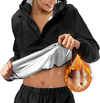 Junlan Sauna Suit for Women Sweat Sauna Pants Weight Loss Jacket Gym Workout Vest Sweat Suits for Women