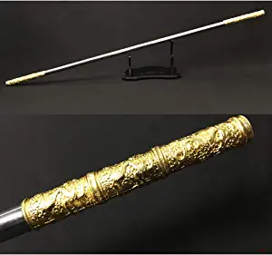 Weisheng Wooden Monkey King Staff Kungfu Wooden Wushu Sticks Monkey Cudgels Carving Dragon Golden Cudgel Sun Wukong Weapon Practice
