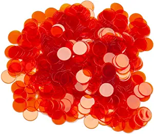 GSE Games & Sports Expert 500/1000 Pieces of 3/4-inch Plastic Transparent Bingo Chips for Bingo Game Party, Classroom, Game Night, Bingo Hall (Orange, 500-Pack Bingo Markers Chips)