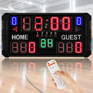 Spolehli Led Scoreboard Multisport Scoreboard 14/24s Shot Portable Tabletop Scoreboard with Remote Control Indoor Wall-Mount Digital Scoreboard for Basketball Table Tennis Baseball Soccer Volleyball