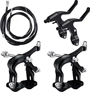 Riakrum 6 Pieces Bike Brakes Calipers Road Bike C Shape Brake Aluminum Bicycle Brake Lever Brake Housing and Cable Brakes V Type Replacement Set for Road Bike