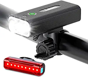 1200 Lumens Bike Lights Front and Back,USB Rechargeable Bicycle Lights,Super Bright 3 LED Bike Lights for Night Riding,Bike Headlight with Power Bank Function,IPX5 Waterproof,3+5 Light Modes