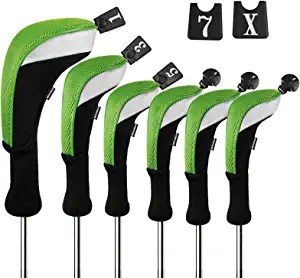 Andux Golf Club Head Covers Set Long Neck (3 Hybrid Covers + 3 Wood Covers)