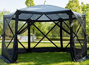 EVER ADVANCED Pop Up Gazebo Screen House Tent for Camping 8-10 Person Instant Canopy Shelter with Netting Portable for Outdoor, Backyard