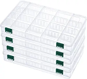 Piscifun Fishing Tackle Trays, Plastic Clear Fishing Storage Tackles Boxes with Removable Dividers, Fish Tackle Storage Trays Organizer - 2 Packs /4 Packs Tackle Trays