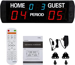Spolehli Digital Scoreboard Battery Powered Basketball Scoreboard Portable Scoreboard Tabletop Scoreboard Wall-Mount LED Football Scoreboard for Basketball League Wrestling Tournament Soccer
