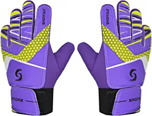 Sportout Kids Goalkeeper Gloves, Soccer Gloves with Double Wrist Protection and Non-Slip Wear Resistant Latex Material to Give Protection to Prevent Injuries