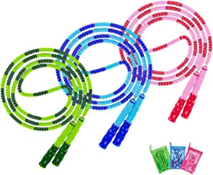 Jump Rope, Adjustable Length Tangle-Free Segmented Soft Beaded Skipping Rope, Fitness Jump Rope for Kids, Man, and Women Weight Loss 9.2 Feet