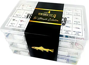 Ventures Fly Co. | 200 Premium Hand Tied Fly Fishing Flies Assortment | Three Fly Boxes Included | Dry, Wet, Nymphs, Streamers, Wooly Buggers, Terrestrials | Trout, Bass Lure Set, Kit