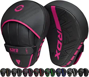 RDX Boxing Pads Curved Focus Mitts, Maya Hide Leather Kara Hook and jab Training Pads, Adjustable Strap Ventilated, MMA Muay Thai Kickboxing Coaching Martial Arts Punching Hand Target Strike Shield