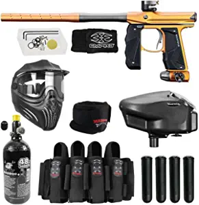 Maddog Empire Mini GS Full Auto Paintball Gun Marker w/ 48/3000 HPA Tank, Empire Halo Too Loader, Empire Helix Thermal Mask, Neck Protector, 4+3 Harness & (4) Pods Starter Package