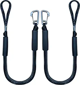 Bungee Dock Line Boat Ropes for Docking Line Mooring Rope with Stainless Steel Clip Accessories for Boats PWC, Built in Snubber, Kayak, Watercraft,SeaDoo,Jet Ski, Pontoon, Canoe, Power Boat 2-Pack
