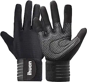 Ihuan Workout Gloves for Men Full-Finger: Weight Lifting Gloves for Men, Gym Lifting Gloves Full Hand Gloves for Weightlifting, Deadlift