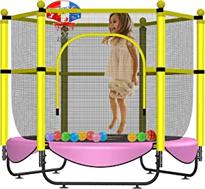Asee'm 60" Trampoline for Kids with Net - 5 FT Indoor Outdoor Toddler Trampoline with Safety Enclosure for Fun, Toddler Baby Small Trampoline Birthday Gifts for Kids, Gifts for Boy and Girl, Age 1-8