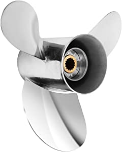 VIF Jason Marine OEM Upgrade 13 1/4 x 17,13 x 19, 13 1/2x 15, 13 1/2 x 14 -K Series Stainless Steel Propeller for Yamaha Outboard Motos 60-115 HP, 15 Spline Tooth, RH