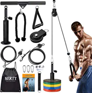 SERTT Home Gym Pulley System, Tricep Workout Pulley System for LAT Pulldown, Biceps Curl, Triceps, Shoulders, Back, Forearm Workout, Weight Cable Pulley System for Squat Rack, Garage