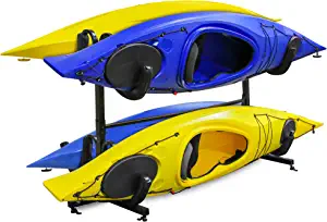 RaxGo Freestanding kayak Rack for 4, Heavy Duty Floor Storage Holder for Four-Kayak, SUP, Canoe & Paddleboard for Indoor, Outdoor, Garage, Shed, or Dock, Adjustable Height