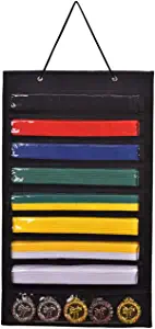 LYFFXYH Martial Arts Belts Organizer Storage - Hanging Medal Display Rack Holder for 8 Belts, Martial Art/Karate Belt Display, Dust-Proof