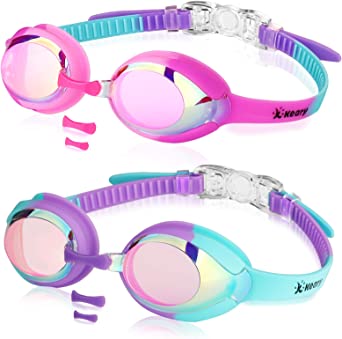 Keary 2 Pack Kids Swim Goggles for Toddler Kids Youth(3-12),Anti-Fog Waterproof Anti-UV Clear Vision Water Pool Goggles