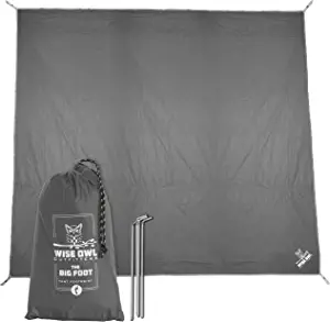 Wise Owl Outfitters Camping Tarp Waterproof - Tent Tarp for Under Tent - Camping Gear Must Haves w/ Easy Set Up Including Tent Stakes and Carry Bag - Medium Grey