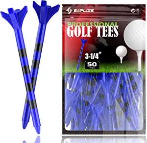 SAPLIZE Plastic Golf Tees Pack of 50/100(3-1/4"& 2-3/4"& 1-1/2" Available) Reduces Friction & Side Spin 4 Prongs Plastic Tees