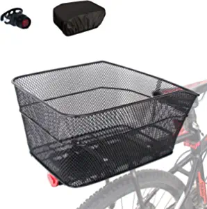 RAYMACE Rear Bike Basket with Waterproof Cover,Bicycle Cargo Rack Storage Basket Mount for Back Under Seat