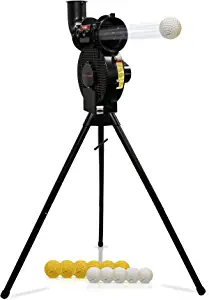 PowerNet Launch F-lite Baseball and Softball Pitching Machine | Variable Speed Throws Up to a Simulated 90 MPH | Pitches Consistent Strikes | Adjustable Height and Angles