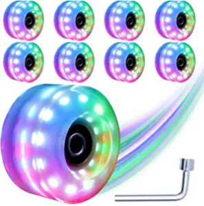Tanzfrosch 8 Pack Roller Skate Wheels with Bearings Installed Luminous Quad Light Up Wheels for Double Row Skating and Skateboard 82A 32mm x 58mm