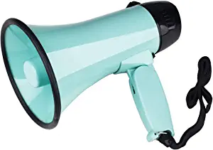 MyMealivos Portable Megaphone Bullhorn 20 Watt Power Megaphone Speaker Voice and Siren/Alarm Modes with Volume Control and Strap (Teal)