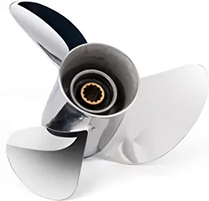 FYMP 10.25 x 14/15/16-G Polished/Black Stainless Steel Boat Outboard Propeller for Yamaha Engines 40-60,13 Spline Tooth,Rh,Same Style as Original ybs Prop;Fit Havoc Duck Boat,Duck Hunting or Fishing