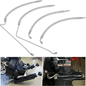 Power Trim/Tilt hydraulic Ram Cylinder Hose kit Compatible with Mercruiser Alpha I 16-3/16 Gen II Bravo 1 2 3, Braided Stainless Steel Hoses Fit 9B-106 and 9B-116 Trim Cylinders