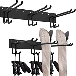 Ski Wall Storage Rack, Holds 6 Pairs, Ski Wall Mounted, Heavy Duty Home and Garage Storage Hanger (2 Pack)