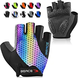 BEACE Cycling Gloves Bike Gloves Biking Gloves Half Finger Road Bike Bicycle Gloves for Men and Women-5MM Breathable Anti-Slip Shock-Absorbing Pad Gym Motorcycle Light Weight Mountain Bike Gloves