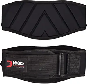 DMoose Weight Lifting Belt, Comfortable Lumbar & Back Support, Self-Locking Weight Belt to Keep Body in Proper Shape, 6 Inch Gym Belt for Squats, Deadlift, Cross Training, Powerlifting for Men Women