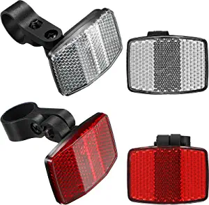 HESTYA 4 Pieces Bike Front and Rear Reflectors for Handlebar and Seatpost Bicycle Reflectors Kit Bike Safety Warning Reflectors, Red and White