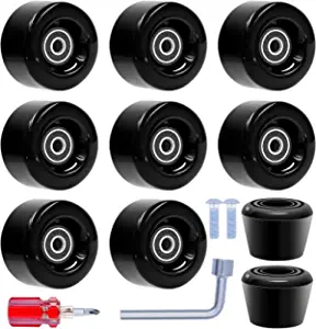 Tanzfrosch 8 Pack Roller Skate Wheels with Bearings Installed and 2 Toe Stoppers for Double Row Skating, Quad Skates and Skateboard Outdoor or Indoor Use, 32mm x 58mm 82A