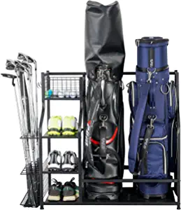 Mythinglogic Golf Storage Garage Organizer,Golf Bag Storage Stand and Other Golfing Equipment Rack,Extra Large Design for Golf Clubs Accessories