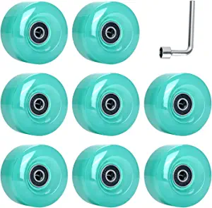 TOBWOLF 8 Pack 58mm x 32mm, 82A Outdoor / Indoor Quad Roller Skate Wheels with ABEC-9 Bearings, Durable Wear-Resistant PU Wheels Replacements Double-Row Roller Skating Accessories
