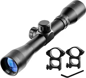 Beileshi 4x32 Compact Rifle Scope,Crosshair Optics Hunting Scope with 20mm Free Mounts