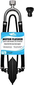 Seaworks Dual Feed Muff Style Heavy Duty Steel Boat Motor Flusher | Use for Antifreeze Winterization or Common Water Flush | 5/8 Inch Standard Garden Hose Connection (Black)
