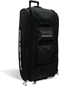 PowerNet Optimus Catcher's Bag | Rolling Equipment Bag Holds All Baseball Softball Gear | 7 Internal Bat Sleeves | 5 Heavy Duty Hanging Hooks | Ventilated Cleat Compartment | Personalization Panel