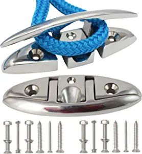 VEITHI 316 Stainless Steel Folding Cleat 5inch and 6inch (2 Sizes),Boat Dock Flip Up Cleats Rope Cleat w/Fasteners (1,2,4 Pack)