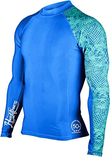 ADOREISM Men's Rash Guard Long Sleeves Splice UPF 50+ BJJ Jiu Jitsu Rash Guard Compression Swimming Shirts